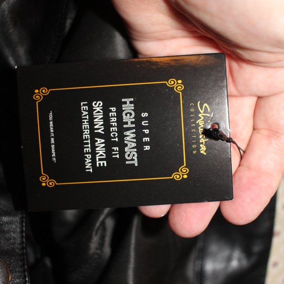 Shine Star NWT Super High Waist Skinny Ankle Leatherette Pants Black Siz… - Picture 9 of 13